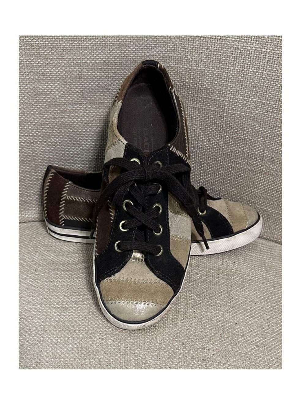 Coach Tamra Sneakers Patchwork Leather Tie-up Shoes Size 5.5